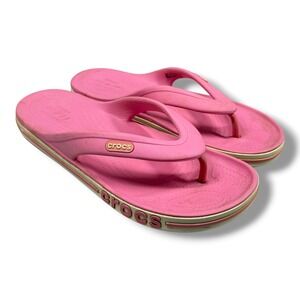 Crocs Crocband Flip Flops Pink Sporty Thong Sandals Womens 9 Mens 7
